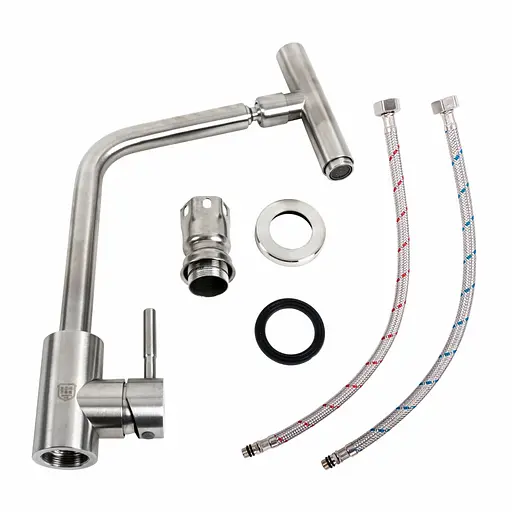 Смеситель для кухни Platinum излив на шарнире 6766 KT нержавеющая сталь - фото 6