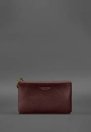 Шкіряна монетниця / міні-косметичка 3.0 бордова флотар - фото 2