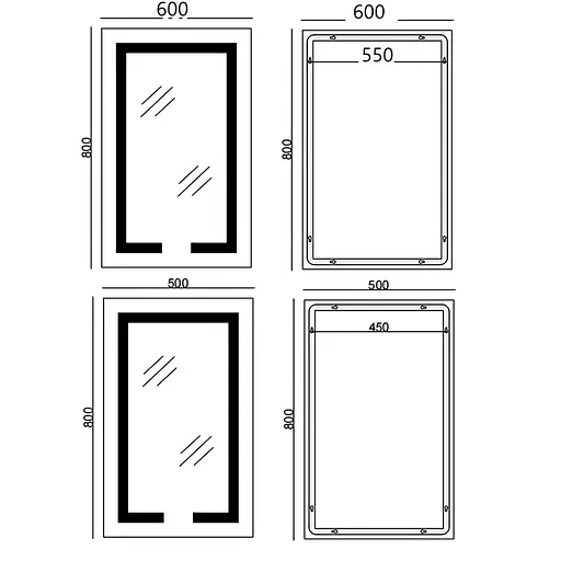 Дзеркало Mixxus Hard MR07-50x80 (LED Touch, антизапотівання, димер, регулювання яскравості) MX9992 - фото 7