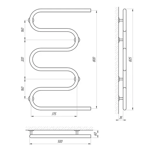 Электрический полотенцесушитель Laris Змеевик 25 РС5 500x800 Э 73207041 - фото 4