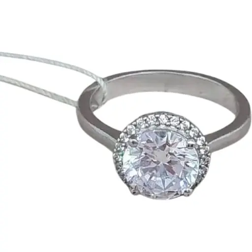 Срібне кільце Агні ЖАННА з фіанітами.1040/1Р-CZ 17