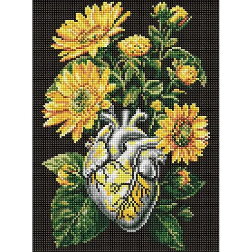 Алмазная мозаика Подсолнухи и сердце ©art_selena_ua Ideyka AMO20178, 30х40 см - фото 1