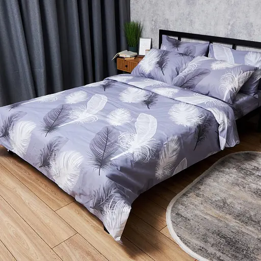 Комплект постільної білизни Moon&Star Бязь Gold Люкс Soft Plumes King Size 220x240 наволочки 2х40х60 - фото 1