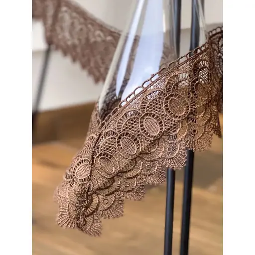 Силиконовая скатерть с коричневым кружевом 7 см 350х150 см
