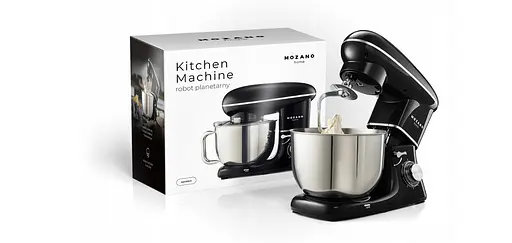 Кухонный комбайн Mozano профессиональный тестомес Kitchen Machine 2300 Вт чаша 6,2 л Black Кулинарная книга в подарок - фото 7
