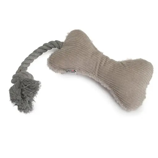 Іграшка для собак Camon кісточка плюшева з пищалкою та мотузкою 33 см (AH452) - фото 2