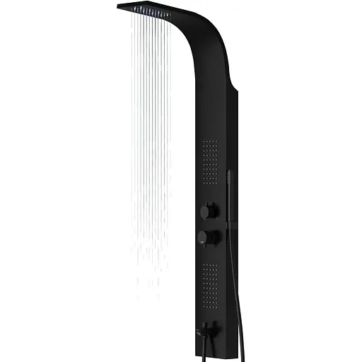 Душова панель Corsan Festo black LED з виливом S046MBLLEDW, Чорний матовий - фото 1