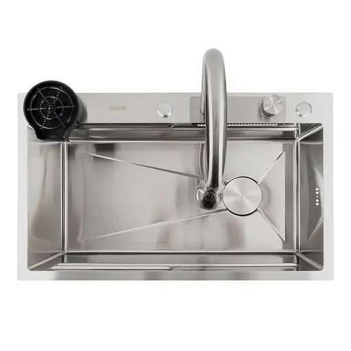 Кухонна мийка нержавійка CM 75x46A Platinum Handmade Водоспад, Нержавіюча сталь - фото 8