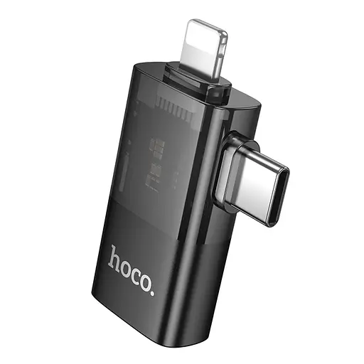 Адаптер перехідник Hoco UA36E 2в1 Lightning/ Type-C to USB чорний - фото 4