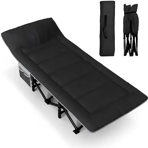 Туристична похідна розкладачка Leobro з вбудованим матрацом Black (LB-CC-K1-BLK) - фото 1