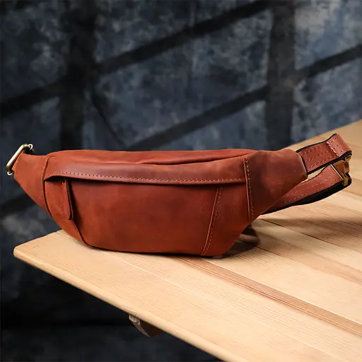 Практична сумка-бананка для чоловіків із натуральної вінтажної шкіри SHVIGEL 34х12х4 см sum0027477 - фото 18