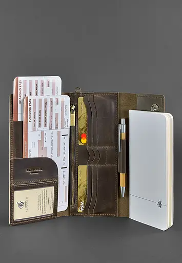 Кожаный клатч-органайзер (Тревел-Кейс) 5.1 темно-коричневый - фото 3