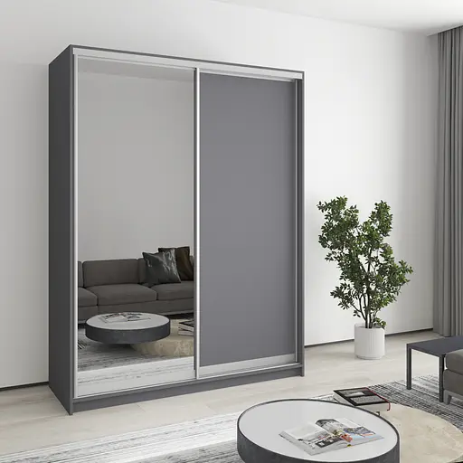 Шафа-купе дводверна MebelStar Стандарт AL ДСП/Дзеркало 160x60x210 см Антрацит (MBS-2420)