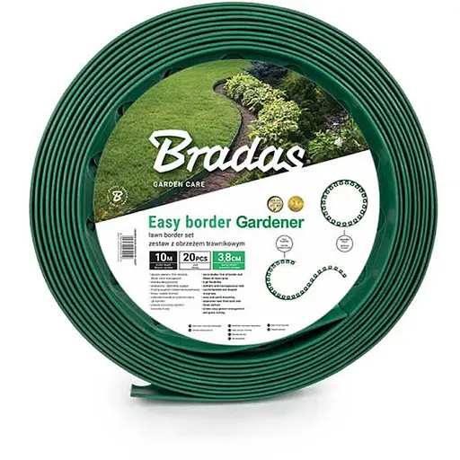 Бордюр газонний Bradas EASY BORDER 40 мм х 10 м з комплектом кілків зелений OBEGR4010SET - фото 1