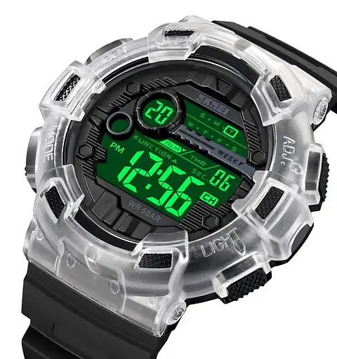 Годинник чоловічий спортивний наручний Skmei 2110 (Чорний з білим) - фото 4