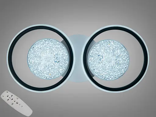 Люстра LED кільця біла чорна 58W димер 2+2 - фото 1