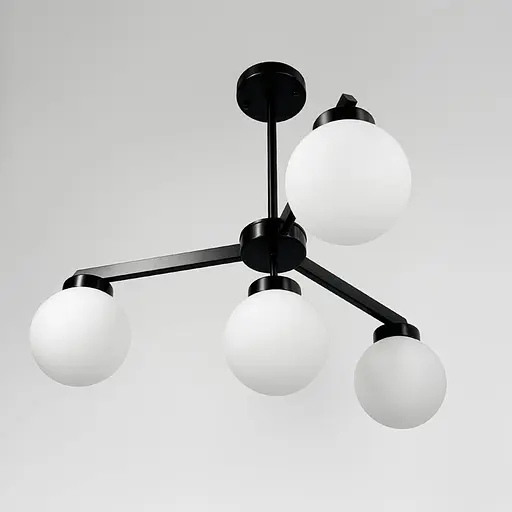 Чорна люстра на 4 білих плафони Ø 60 см | Арт. SGJ 6/4 BK+WT | Line F - фото 1