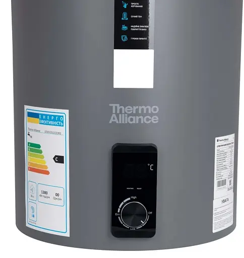Водонагрівач електричний Thermo Alliance, 2 кВт, сухий ТЕН, 100 вертикальний, циліндричний, сірий (D100V20J3(D)KG) - фото 4