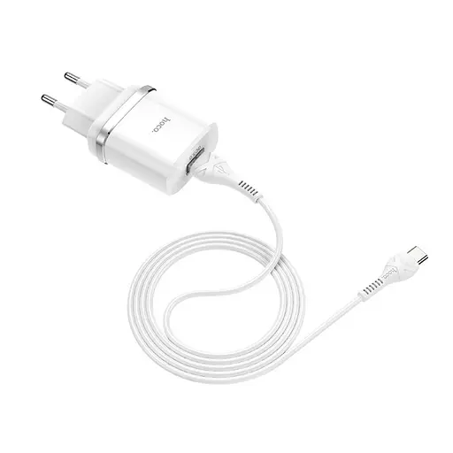 Зарядний пристрій Hoco C12Q USB QC 18W білий + кабель USB to Type-C - фото 4