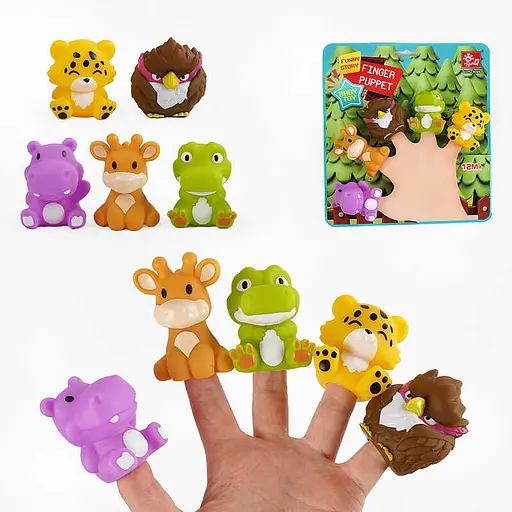 Пальчиковий театр "Тваринки" 5 фігурок з гуми SQ22001-7