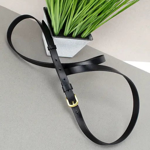 Ремень кожаный женский узкий черный HC-1562 (115 см) - фото 3