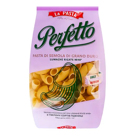 Макаронные изделия La Pasta Per Primi Perfetto Lumache Rigate №48 400 г - фото 1