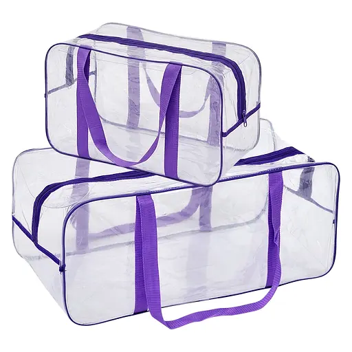 Набор прозрачных сумок в роддом: размер М 40х25х20 см + размер XL 60х25х30 см (розовые) - фото 1