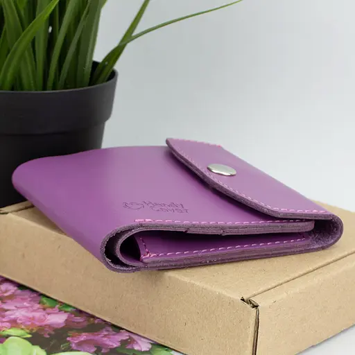 Кошелек женский кожаный маленький на кнопке Handycover HC0062 фуксия - фото 3