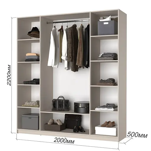 Шафа 4-дверна MebelStar Оскар ДСП BG, стандарт 200x52x220 см Аляска сірий (MBS-4709) - фото 5