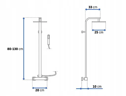 Душова система Rea Milan чорний матовий (регулювання висоти) REA-P7000, Чорний матовий - фото 9