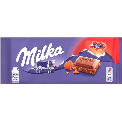 Набір Milka: Шоколад молочний Milka без добавок 90 г + Шоколад молочний Milka зі шматочками карамелі та мигдалем 100 г - фото 3