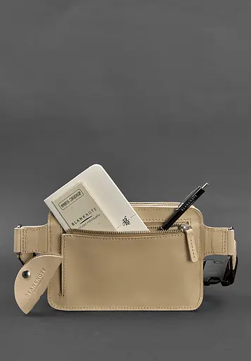 Шкіряна жіноча поясна сумка Dropbag Mini світло-бежева - фото 4