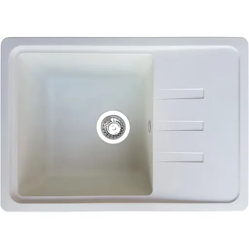 Гранітна кухонна мийка Romzha Trei 62 Biela (102) з крилом - фото 1