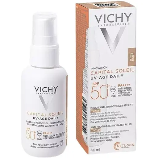 Солнцезащитный невесомый флюид Vichy Capital Soleil UV-Age Daily против признаков фотостарения кожи лица SPF 50+ 40 мл (MB364200)