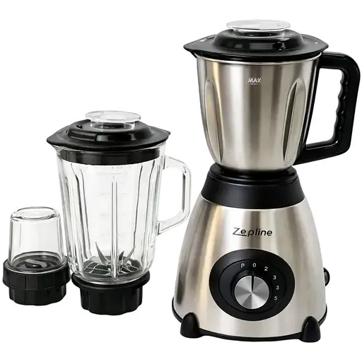 Стационарный стальной блендер с кофемолкой Zepline ZP-081 для коктейлей с чашей 1.5л 2000Вт Серый с Черным - фото 1