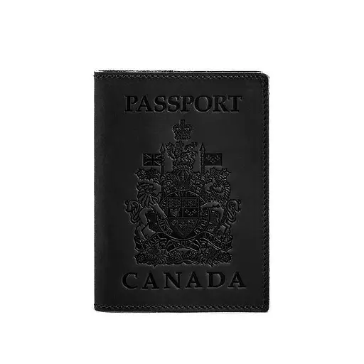Кожаная обложка для паспорта с канадским гербом черная Crazy Horse - фото 6