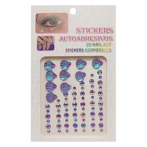 Наклейки декоративные "Стразы и жемчуг" Bambi XY-019/021-2 на планшетке 75 шт - фото 1