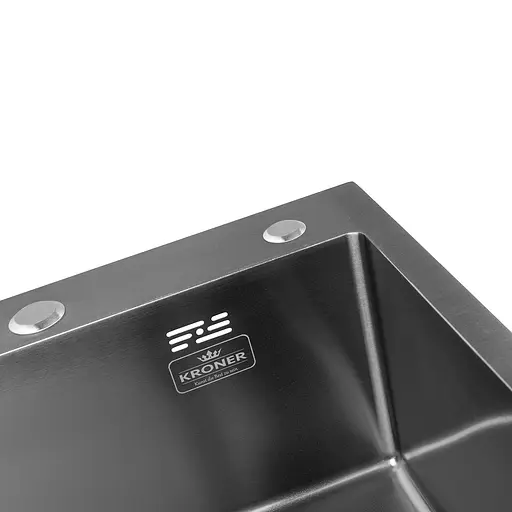Кухонная мойка Kroner KRP Schwarze - 5050HM PVD (3,0/1,0 мм) CV022793, Черный - фото 6