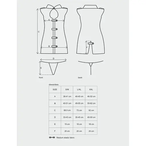 Эротический костюм стюардессы Obsessive Stewardess 3 pcs costume grey S/M, серый - фото 7