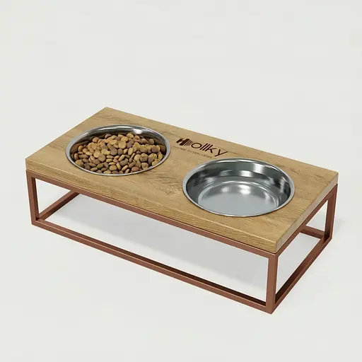 Hollky Base M — миски на підставці для середніх собак та великих котів (2 × 0,95 л)