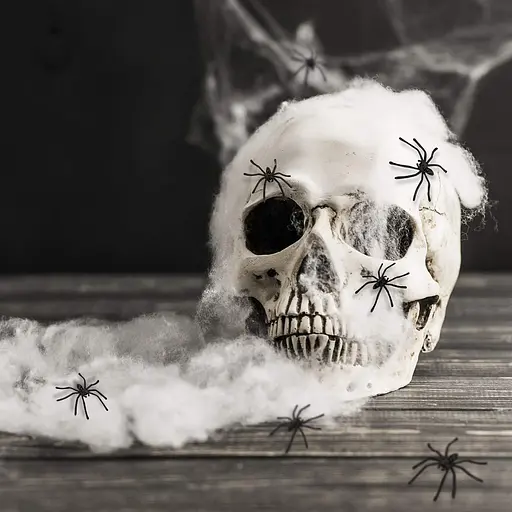 Декор Хэллоуин Светящаяся в темноте 60 г паутина с 30 пауками, белый, IDEA12-HOL32 - фото 4