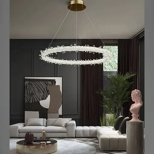 Невероятная хрустальная подвесная латунная люстра Ø 60 см | Ст. MD9105R-600 AB | Line F - фото 1