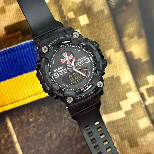 Наручний годинник чоловічий 001RDZSU ЗСУ Чорний з червоним + Коробка. Patriot acs0031076 - фото 3