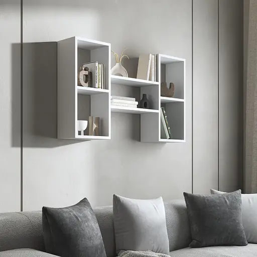 Навесная полка Vays M-11 с нишами для книг и декора ЛДСП 100x18x60 см для гостиной спальни кабинета