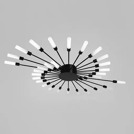 Стельова чорна люстра у формі сонячного спалаху на 42 плафони G4 135х120 см Line F Арт. 1279 42 BK - фото 1