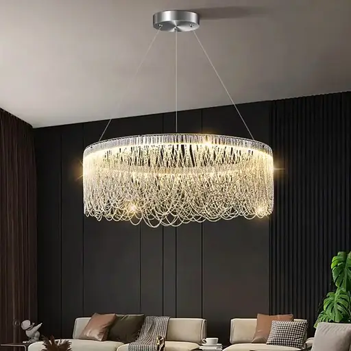 Роскошная круглая люстра с подвесными цепочками Ø 80 см | Line F | Ст. SP08-800 NEW SL - фото 4