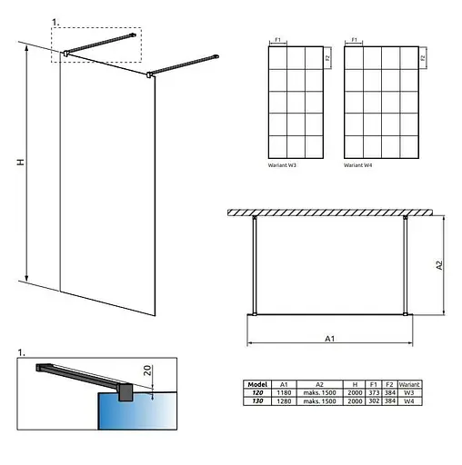 Душова перегородка Radaway Modo X Black I Factory 130 см 388334-54-57 - фото 2