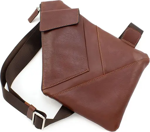 Чоловіча шкіряна сумка-слінг GRANDE PELLE 30х20х1 см sum0022228 - фото 4
