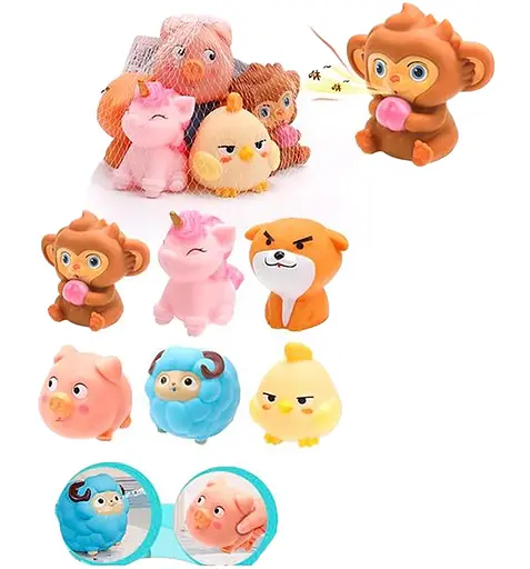 Набор игрушек для купания животные, 6 шт., от 7 см, брызгалка, в сетке, 14x15x13 см (в ассортименте)