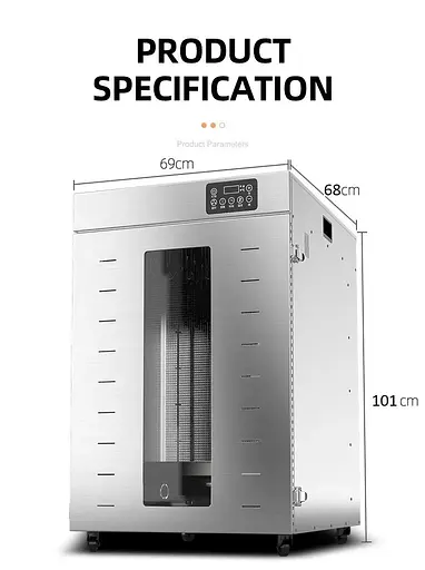 Роторний дегідратор з функцією копчення для ковбасних виробів м'яса риби Food Dehydrator LT-012 60 крюків - фото 2